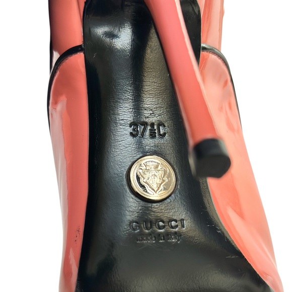 Gucci Archival Newton Patent Leather Peep Toe Platform Heels – Coral - Picture 8 of 8